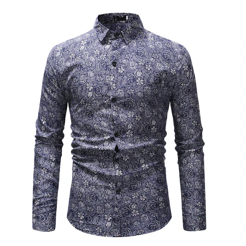 Casual Sandy Beach Hawaiian Long Sleeve Shirt - Image 3