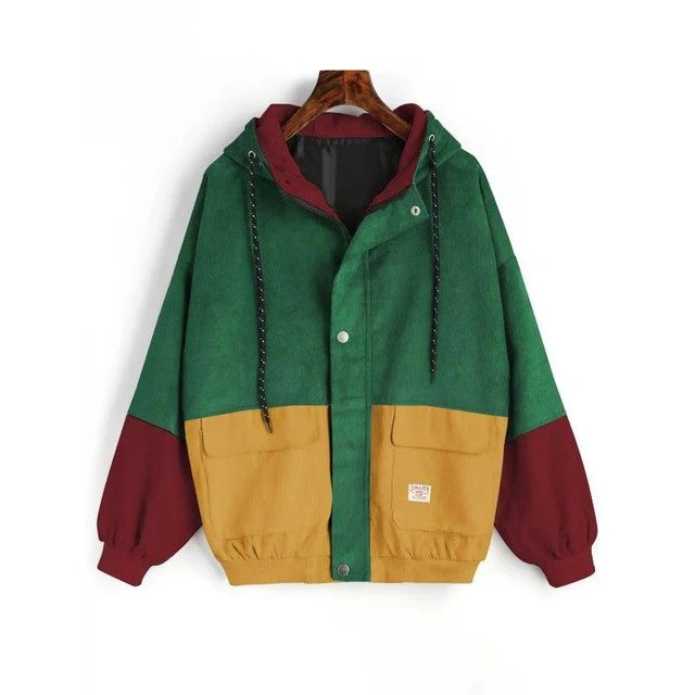 Korean Zip Jacket Hoodie Corduroy Pocket - Image 4